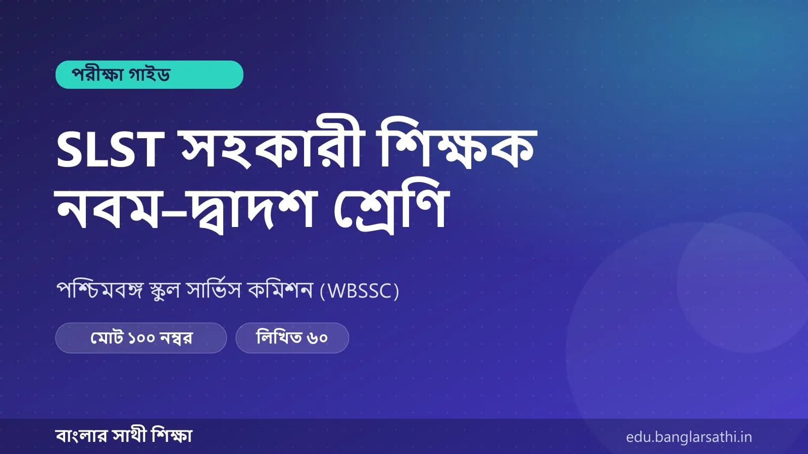 SLST (নবম–দ্বাদশ) — পরীক্ষার কাঠামো ও নম্বর বিভাজনের কভার ছবি